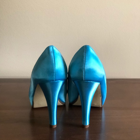 Silk, Aqua Blue, Formal Heels - Picture 2 of 6